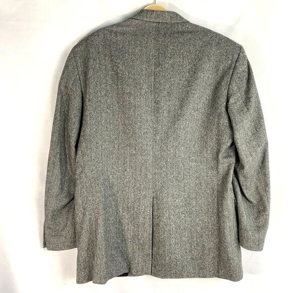 VTG Gianfranco Ruffini Italy Herringbone Sport Coat Blazer Men 44L Gray Preppy - Picture 3 of 14